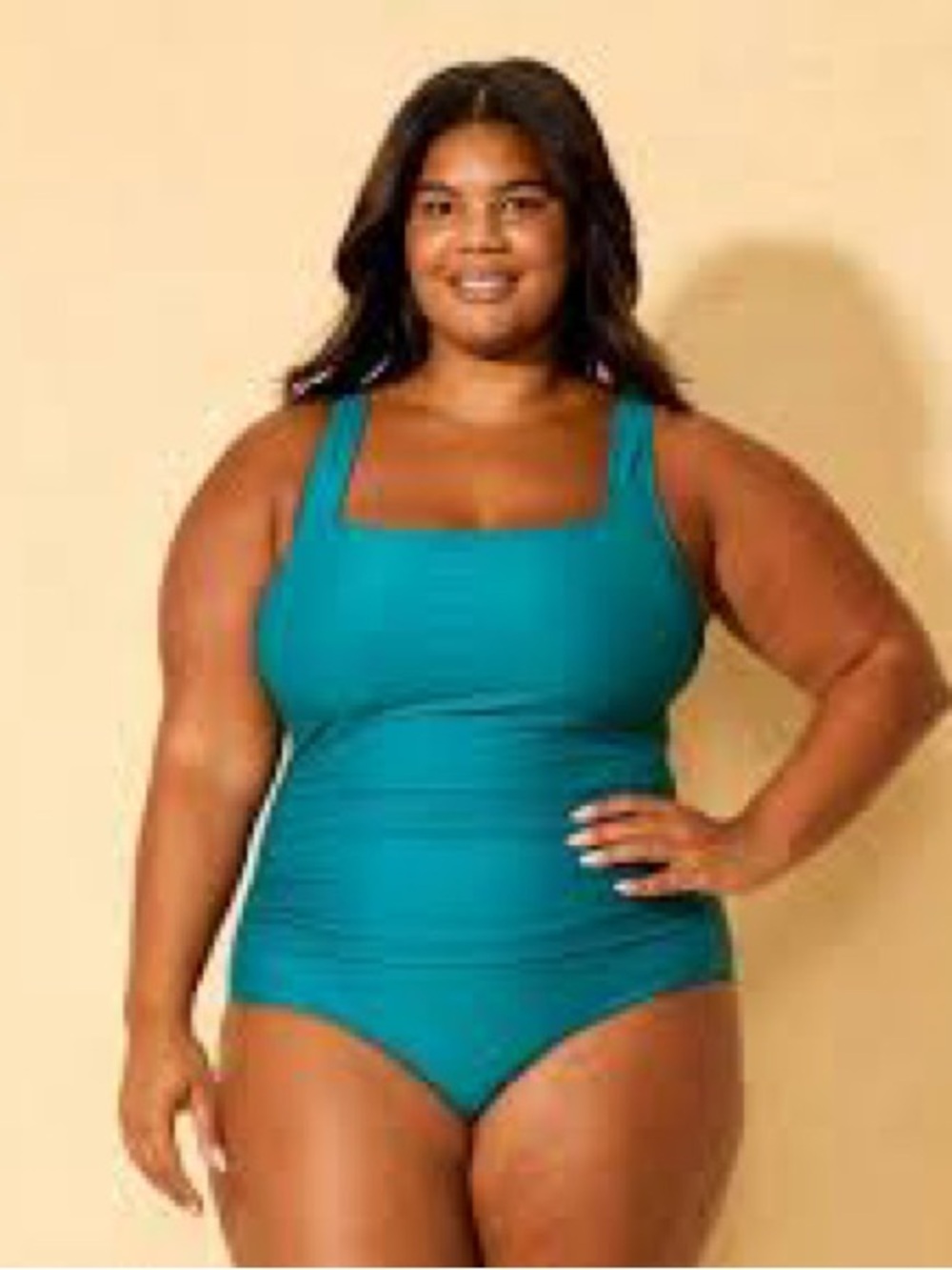 Shade & Shore Teal Square-Neck One-Piece Swimsuit
